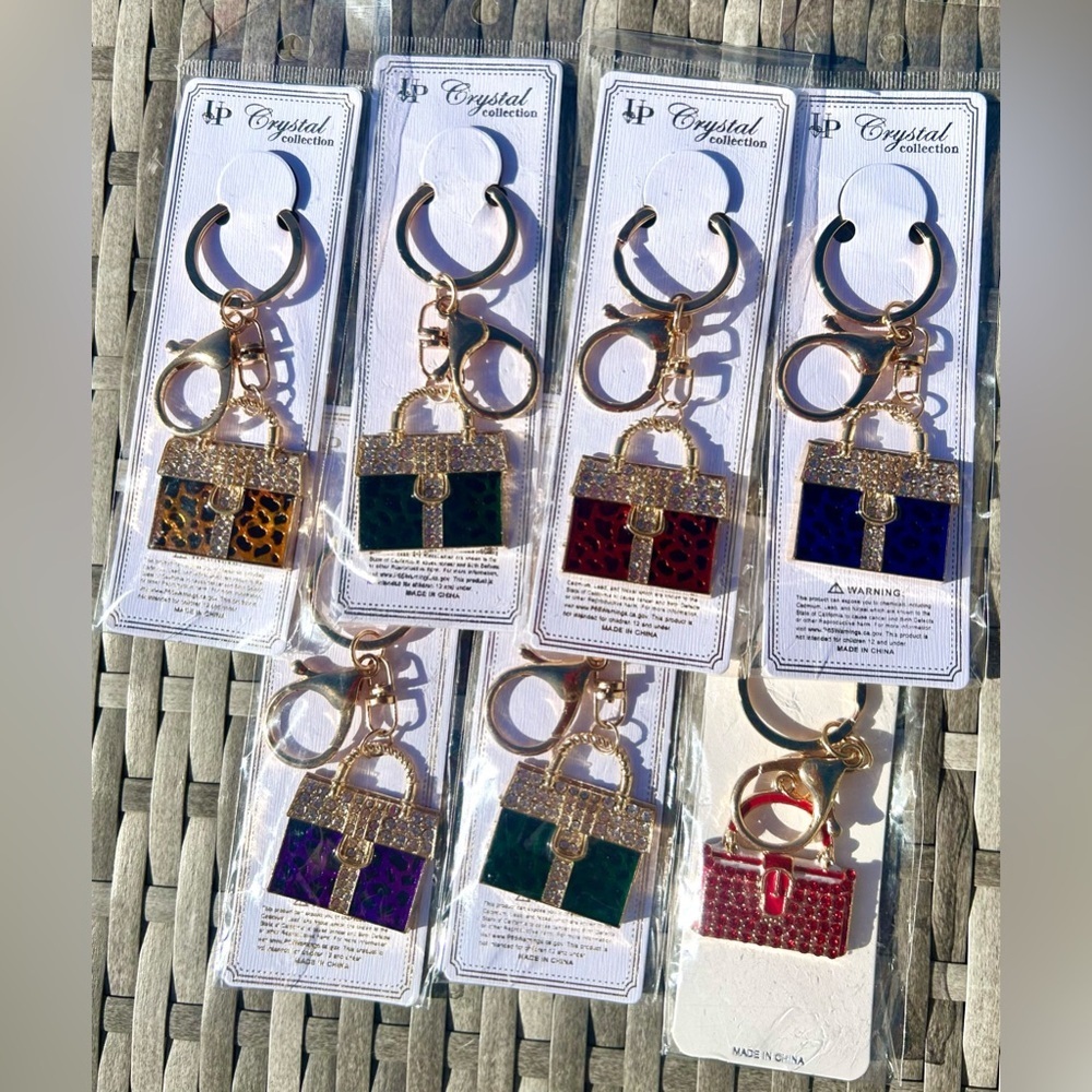 NWT Gold Rhinestone Handbag Purse Charm/Keychain CHOICE OF ONE​​